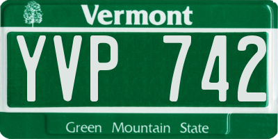 VT license plate YVP742