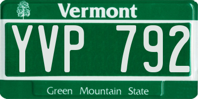 VT license plate YVP792
