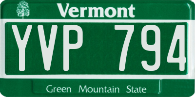 VT license plate YVP794