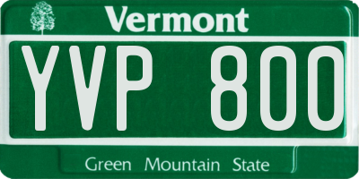 VT license plate YVP800