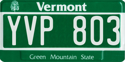 VT license plate YVP803