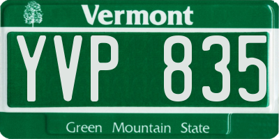 VT license plate YVP835