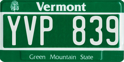 VT license plate YVP839