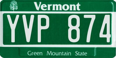 VT license plate YVP874