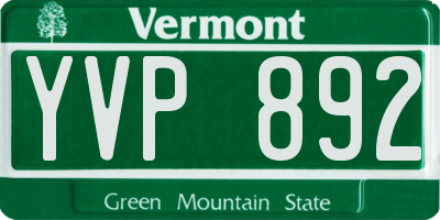 VT license plate YVP892