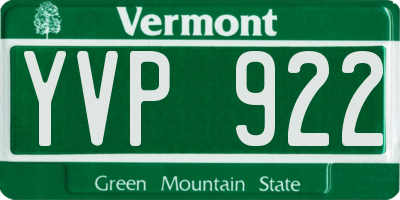 VT license plate YVP922