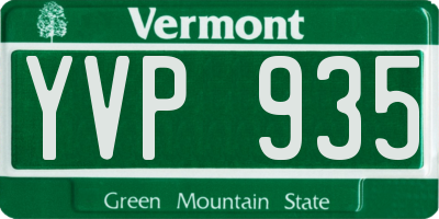 VT license plate YVP935