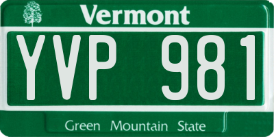 VT license plate YVP981