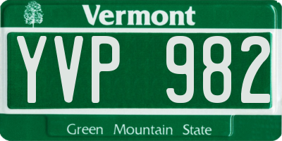 VT license plate YVP982