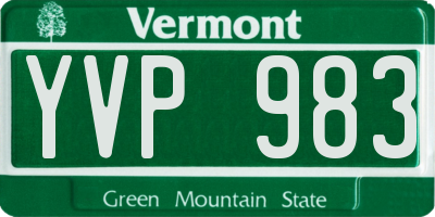 VT license plate YVP983