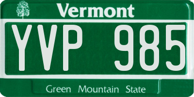 VT license plate YVP985