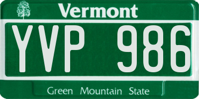 VT license plate YVP986