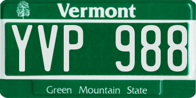 VT license plate YVP988