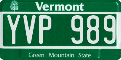 VT license plate YVP989