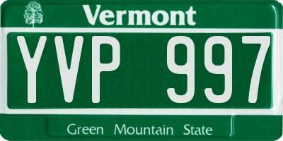 VT license plate YVP997