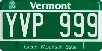 VT license plate YVP999