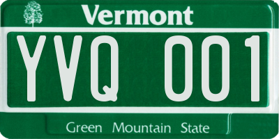VT license plate YVQ001