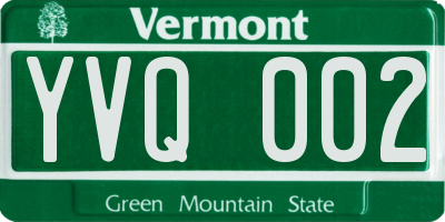 VT license plate YVQ002