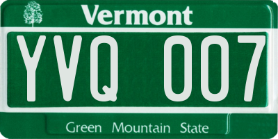 VT license plate YVQ007