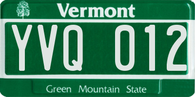 VT license plate YVQ012
