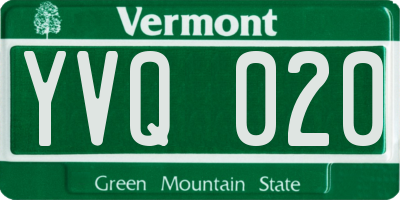 VT license plate YVQ020