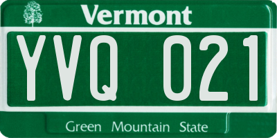 VT license plate YVQ021