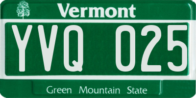 VT license plate YVQ025
