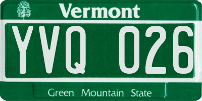 VT license plate YVQ026