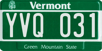 VT license plate YVQ031