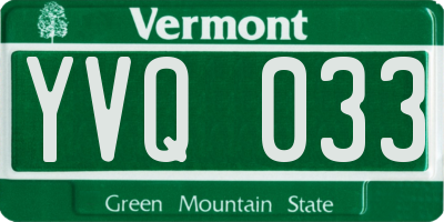 VT license plate YVQ033
