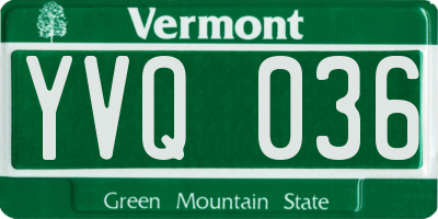 VT license plate YVQ036