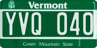 VT license plate YVQ040
