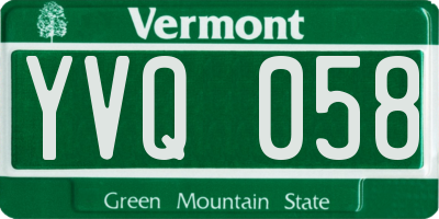 VT license plate YVQ058