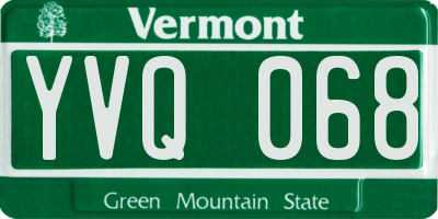 VT license plate YVQ068