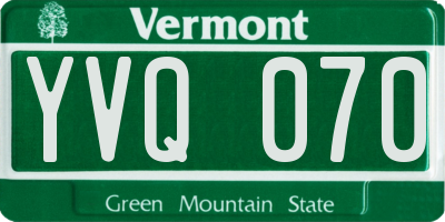 VT license plate YVQ070