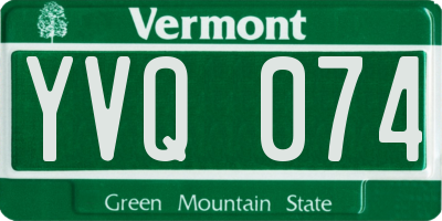 VT license plate YVQ074
