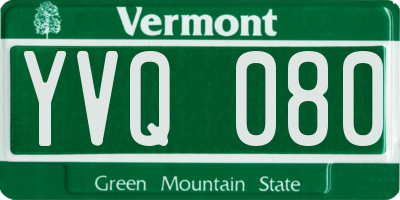 VT license plate YVQ080