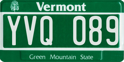 VT license plate YVQ089