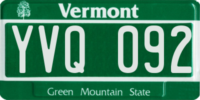 VT license plate YVQ092