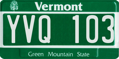 VT license plate YVQ103