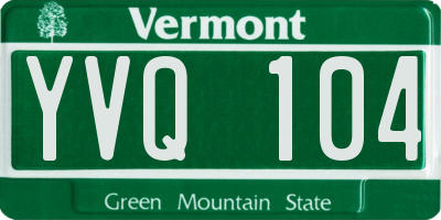 VT license plate YVQ104