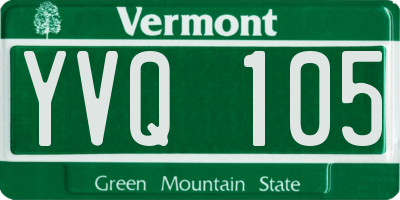 VT license plate YVQ105