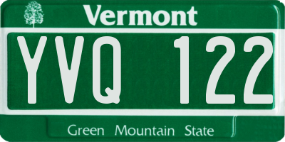 VT license plate YVQ122