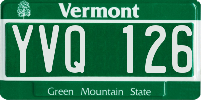 VT license plate YVQ126