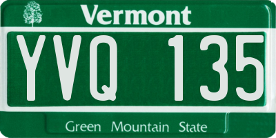 VT license plate YVQ135