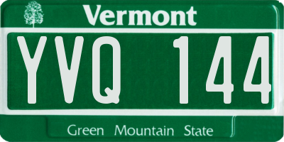 VT license plate YVQ144