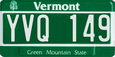 VT license plate YVQ149