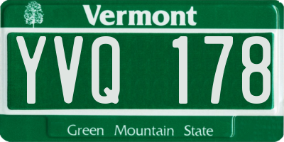 VT license plate YVQ178