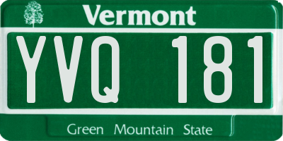 VT license plate YVQ181