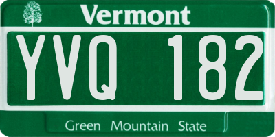 VT license plate YVQ182